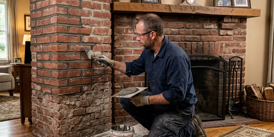Repointing Brick Fireplace San Marcos