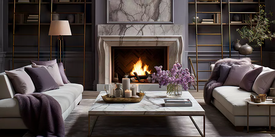 Modern Tile and Stone Fireplace Design San Marcos